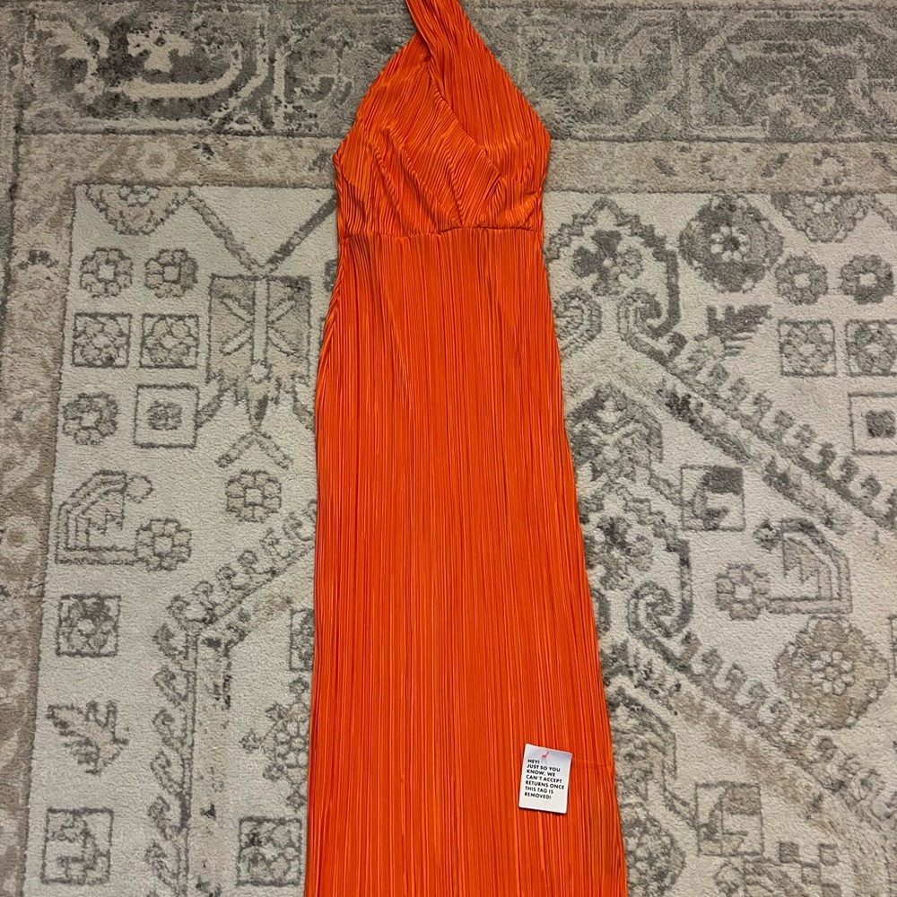 Elegant Orange Halter Dress - Size 2 - Picture 2 of 8